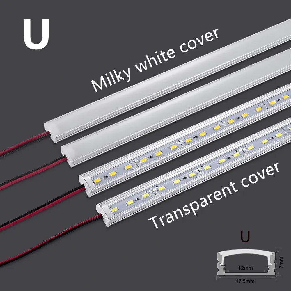 LED Aluminum Rigid Light Bar DC12V 50CM 20 Inch U/V-Shape 5730 36LEDs LED Aluminum Channel Home Decoration Lighting