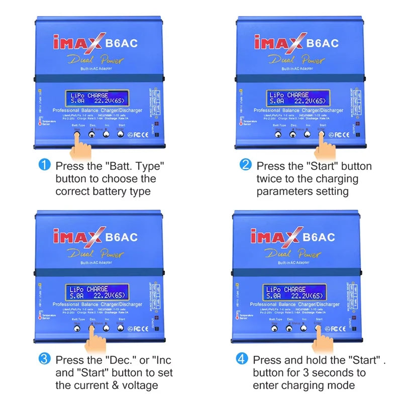 iMAX B6AC 2.0 RC Charger 80W B6AC 6A Battery Charger LiHv Lipo Nimh Li-ion Ni-cd Digital Balance Charger With LCD Digital Screen