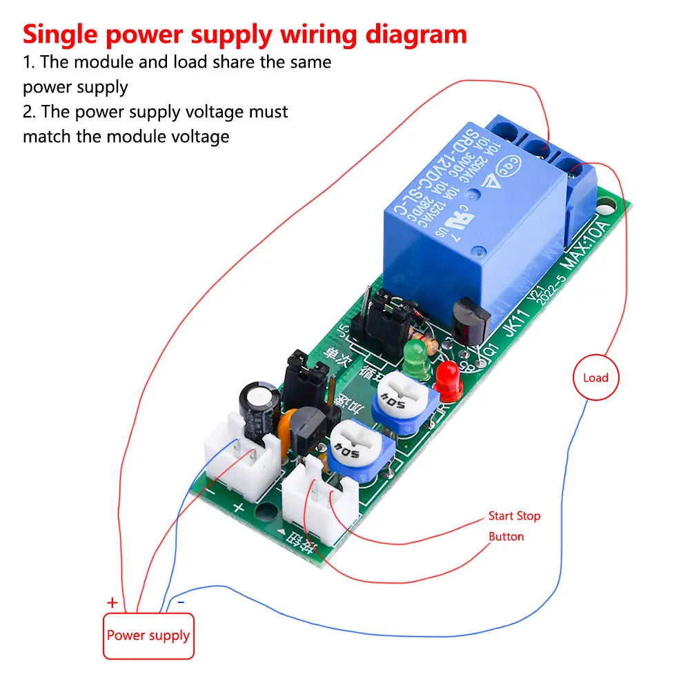 JK11 0-24H Cycle dual-Adjustable Timer Delay On/Off Switch Relay DC 5V 12V 24V Timer Delay Relay Module Electronic Component