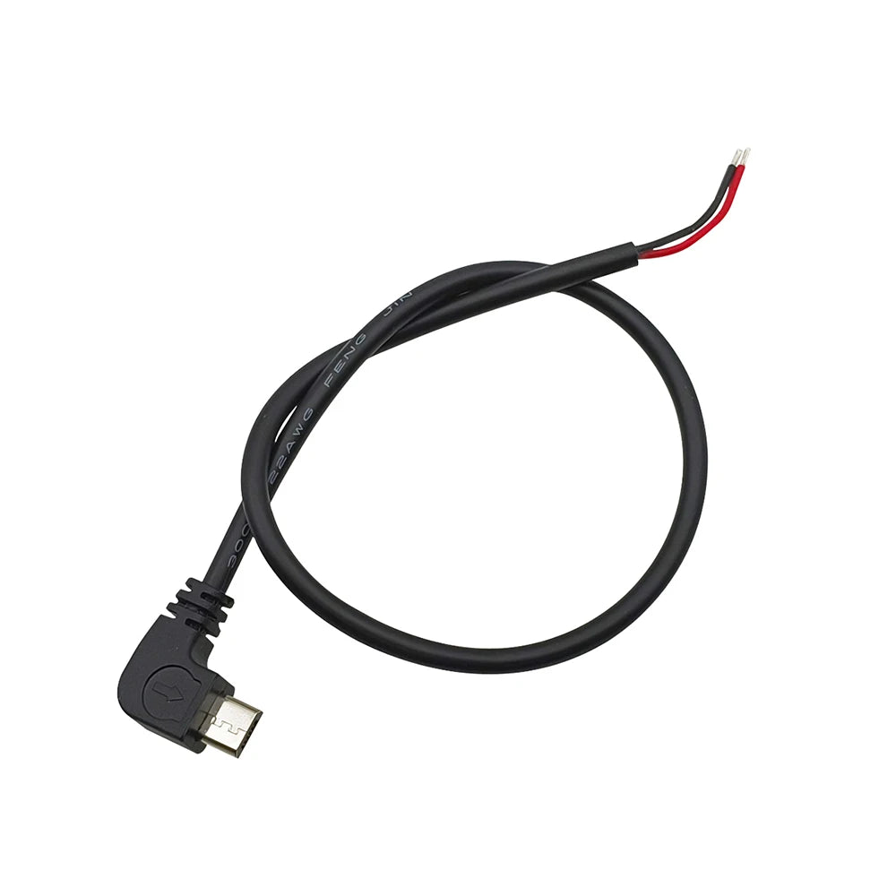1Pcs 2 Wire 4 Wire Micro USB Power Supply Cable Elbow Head Male Plug Charging Connector DIY Repair Cable 0.3m