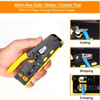 Propatch RJ45 Crimp Tool Kit All-in-One Ethernet Crimper Cat7 Cat6 Cat5 Crimping Tool with 52 Cat6 Ethernet Crimping Connectors