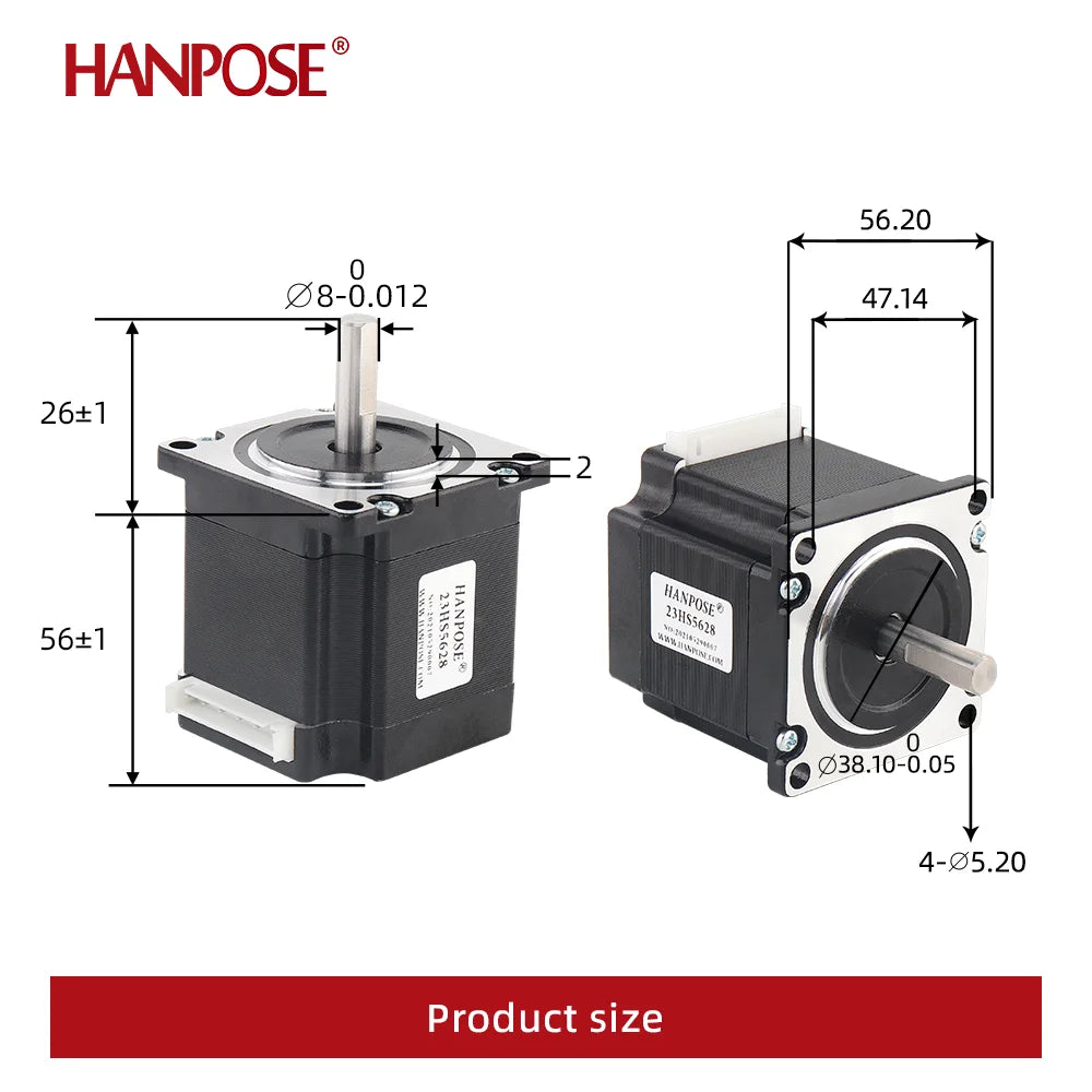4-lead 2.8A 126N.cm Nema23 Stepper Motor driver 23HS5628 -HPD970 57 motor CE CNC Laser and 3D printer motor drive nema23 kit