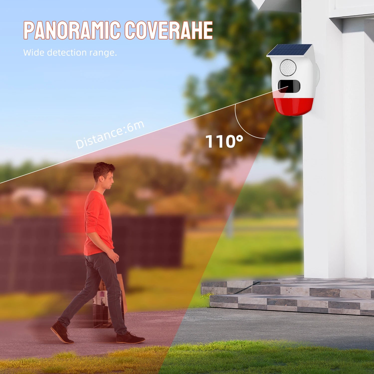 Outdoor Solar Alarm PIR Infrared Motion Sensor 120dB Siren Sound Light Flash Waterproof Security Protection for Yard
