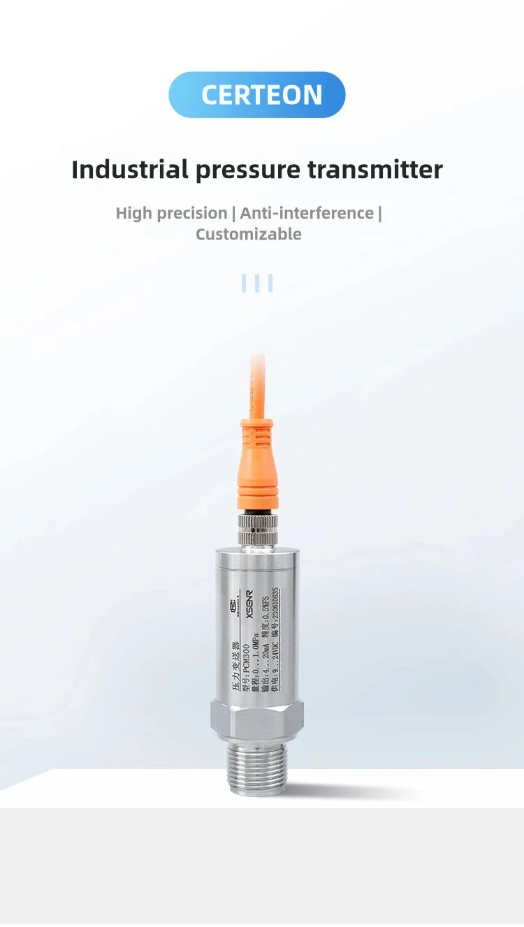 Pressure Transmitter 4-20mA Industrial Sensor M12 Connector IP67 Hydraulic Oil Air Monitoring
