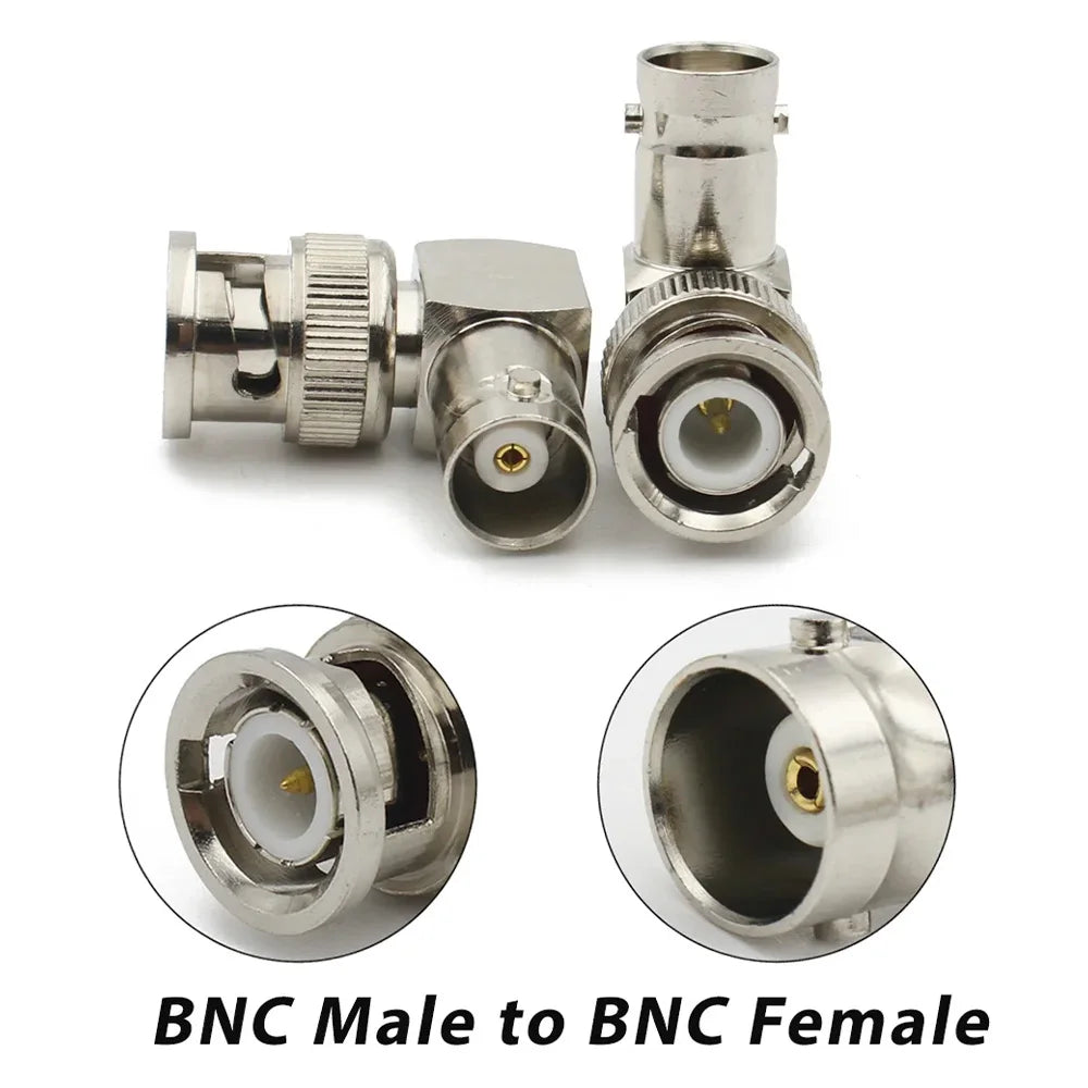 BNC Male to BNC Female 90 Degree Right angle BNC RF Coaxial Converter with Nut Bulkhead  Adapter Wire Terminal  50ohm