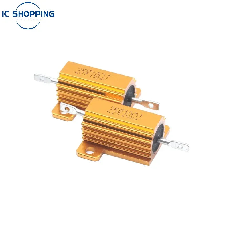 2PCS 10W 25W RX24 Aluminum Power Metal Shell Case Wirewound Resistor 0.1~10K 0.1 0.2 0.3 1 2 68 10 20 100 200 500 1K 10K Ohm