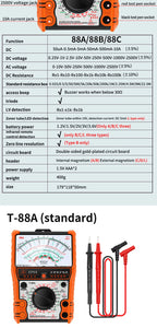 2025New Pointer Multimeter T88A T88B T88C AC/DC 2500V Volt-Ammeter Analog Multimetro Resistor Tester With Coat Electrician Tools
