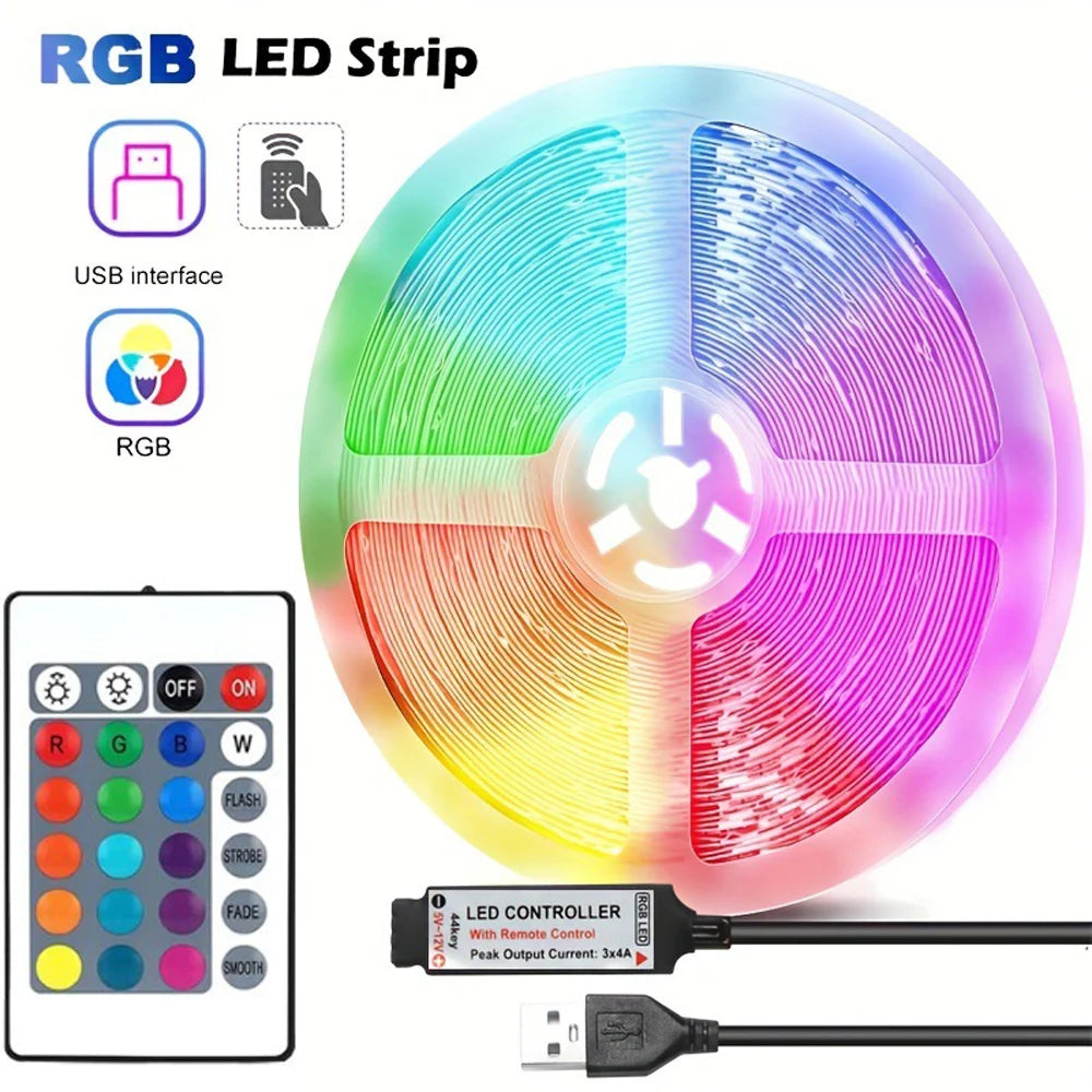 DC 5V LED Strip Light RGB USB 24Key Bluetooth Infrared LED Remote Control For Holiday Lighting Room Decoration Gaming For Girls