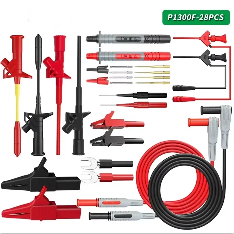 Cleqee P1300 Series Multimeter Test Lead kit 4mm Banana Plug Cable Test Hook Clip Probe Alligator Clip Automotive Tool