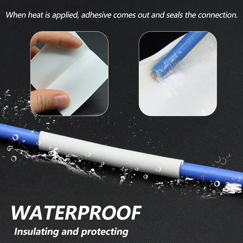 1/3/5/10M 3:1 White Dia 1.6mm - 39mm Heat Shrink Tube Adhesive Lined Polyolefin Thermal Cable Insulated Waterproof Sleeve White