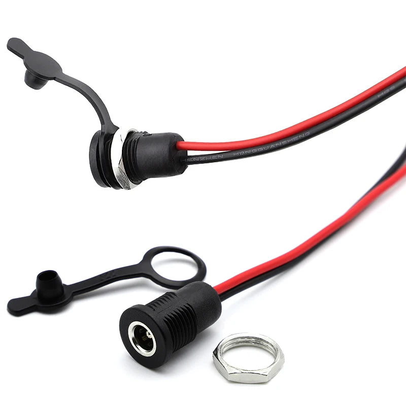 1/5/10pcs DC 5.5 X 2.1mm 5.5X2.5mm Battery DC Power Female Socket Waterproof Connector with 2 Pin 18AWG Pigtail Wire Cable DIY