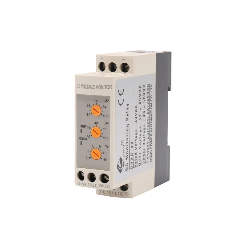 GINRI DVRD-48 Adjustable 48V DC Over and  Under Voltage Monitoring Protection Relay Voltage Relay