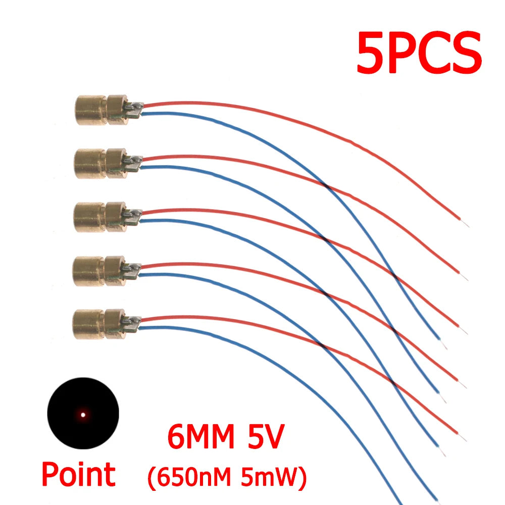 1-10pcs Laser Pointer Diode 650nm 5mW RED Dot Laser Diodes Module 5V Pointer Sight Copper Head Industrial Class