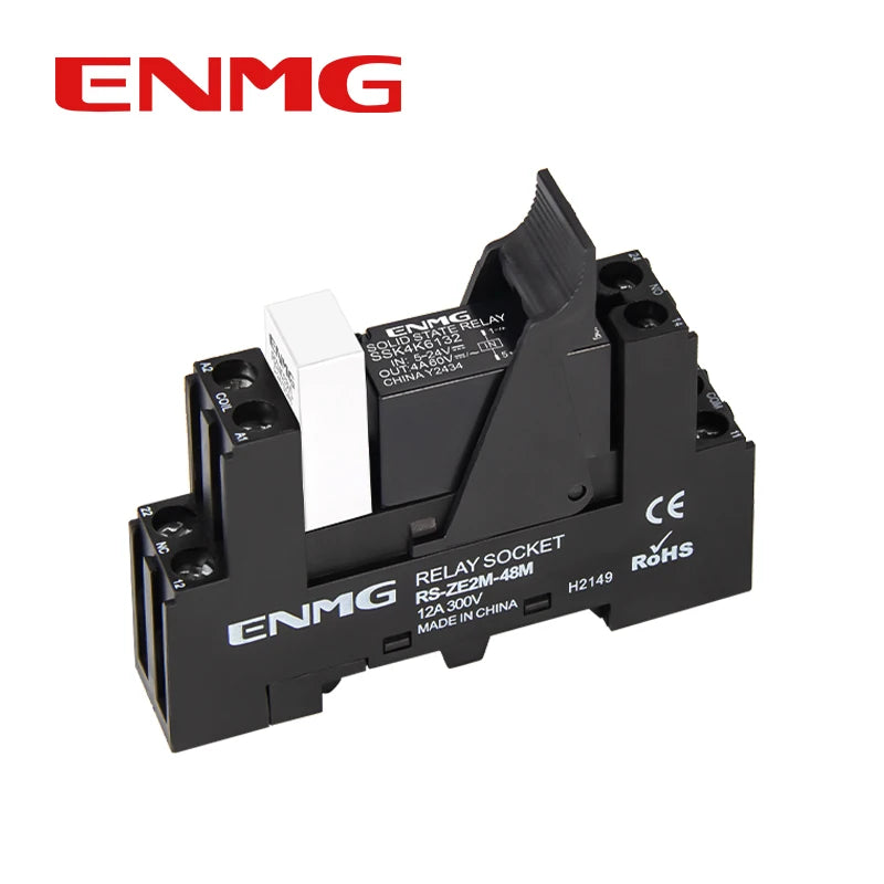 ENMG Small DIN-Rail Solid State Relay 24V 3A 4A 10A DC SSK10D6132 SSR DC to AC 220Vdc with base DC control 5V 24V AC 220V lights