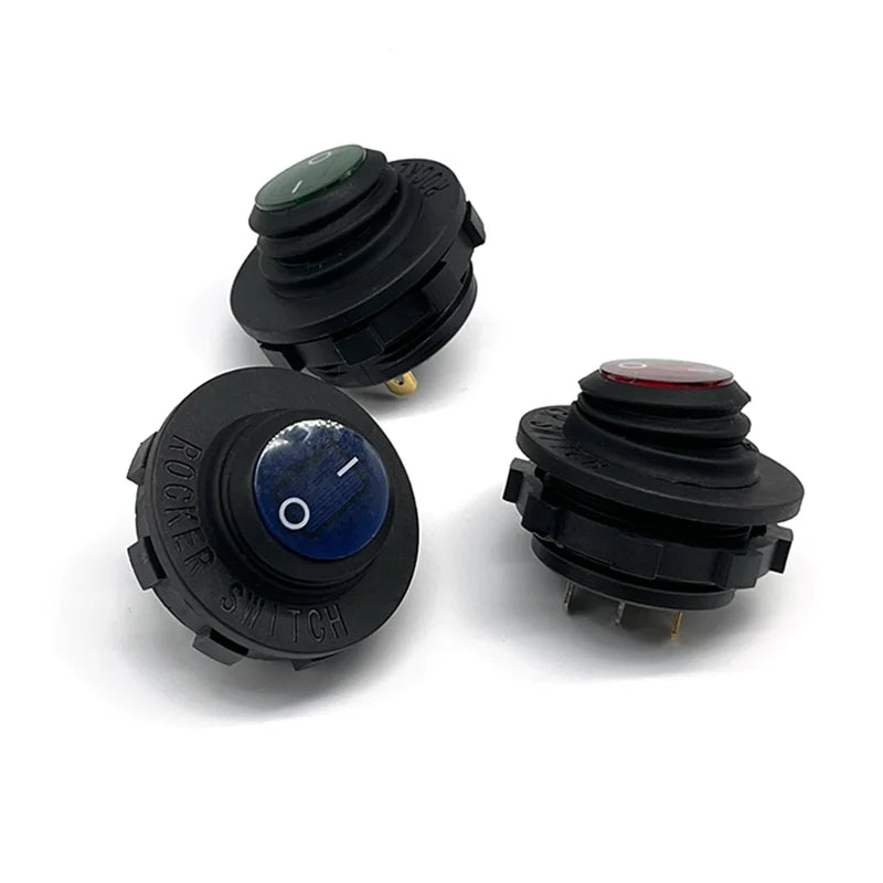 12V Toggle Switch Waterproof LED Lighted Round Rocker Switch Panel SPST 3 Pin Marine On Off Switch for Car Boat RV Truck