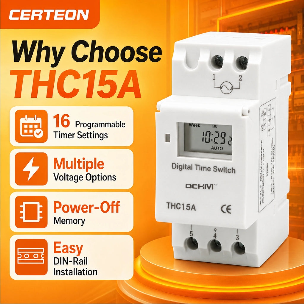 THC15A Digital Timer Switch Programmable Time Switch 30A DIN Rail Weekly Timer Relay 12V 24V 110V 220V LCD Controller