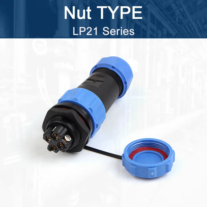 LP/SP21 Nut/Flange/Docking Waterproof Connector Welding Free 2/3/4/5/6/7 Pin IP68 Outdoor Female Plug Male Socket Screw Wiring