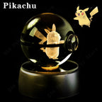 Pokemon Crystal Ball 3D Mewtwo Pikachu Gengar Pokeball 3D Night Light Lamp Glass Statue Pokemon Crystal Ball Birthday Gift