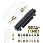5Set 6X30MM Glass Fuse Holder, 0.5A 1A 2A 3A 4A 5A 6A 8A 10A 15A 20A 25A 30A Fuse Socket Flip shell Type with fuse