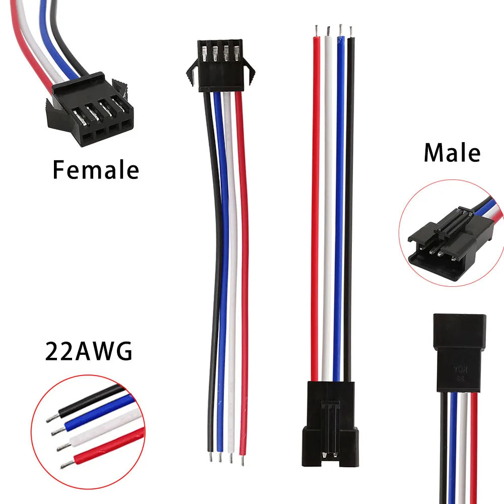 5Pair/10Pcs SM JST LED Connector Cable 2/3/4/5/6 Pin Plug Socket Male Female Wire Connector For RGB RGBW LED Strip Light Adapter