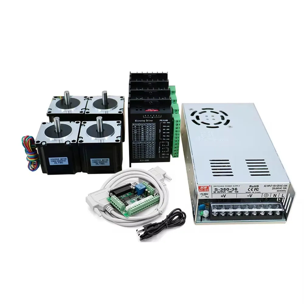 HLTNC 3 4 Axis Nema23 1.2N 56mm Stepper Motor Kit With Driver TB6600 And USB LPT DB25 Breakout Board For CNC Engraver Router