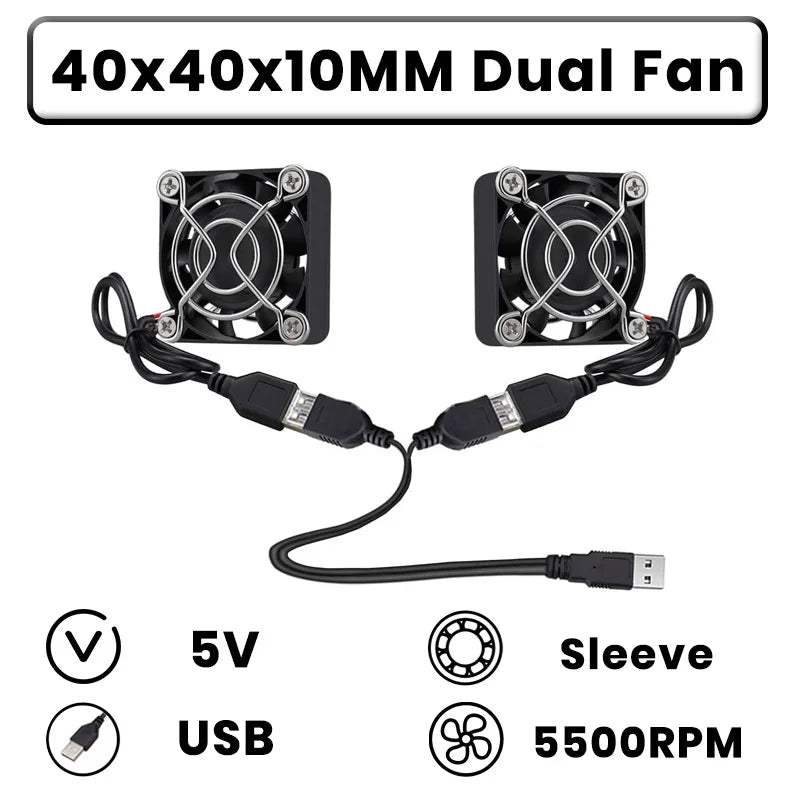 GDSTIME Dual 40mm 50mm 60mm 80mm 92mm 120mm 140mm DC 5V Powered USB Fans with 2 in 1 USB Cable for AV Receiver DVR Cooling