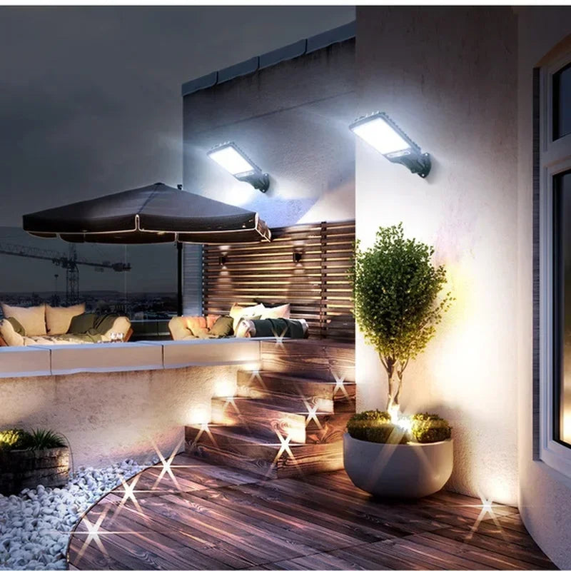 Outdoor Solar Garden Lights with Human Body Motion Sensor 3 Modes Terrace Garage Courtyard Waterproof Outdoor Solar Lamp