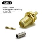 SMA RP SMA Male Plug Female RF Coax Connector Crimp for RG174 RG316 RG178 RG179 LMR100  Cable Brass Gold Plated High-quality