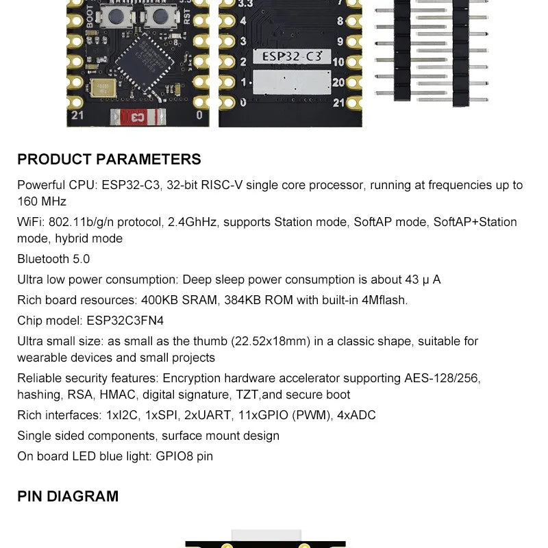1-10PCS ESP32-C3 Development Board With ESP32 SuperMini Development Board ESP32 WiFi Bluetooth With 4M flash  For Arduino