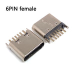 10pcs/lot 6 Pin SMT Socket Connector Micro USB Type C 3.1 Female Placement SMD DIP For PCB Design PD High Current Fast Charge