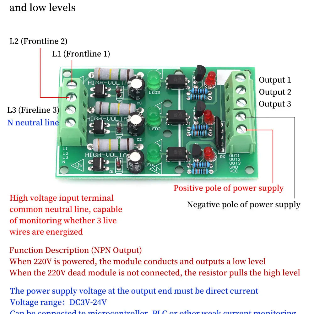 1/2/3/4/8-Bit AC 220V Optocoupler Isolation Module Voltage Detect Board Adaptive 3-5V For PLC Isolamento Fotoaccoppiatore Module