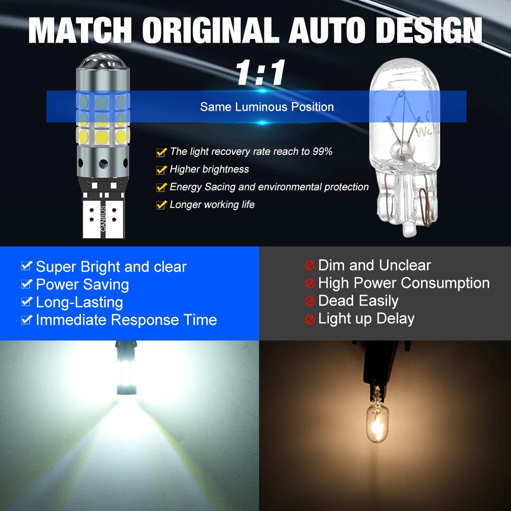 XSTORM T10 Led Bulb W5W LED 168 194 Canbus Nor Error 27SMD 3030 Car Signal Lights Clearance License Plate Lamp 6000K White 12V