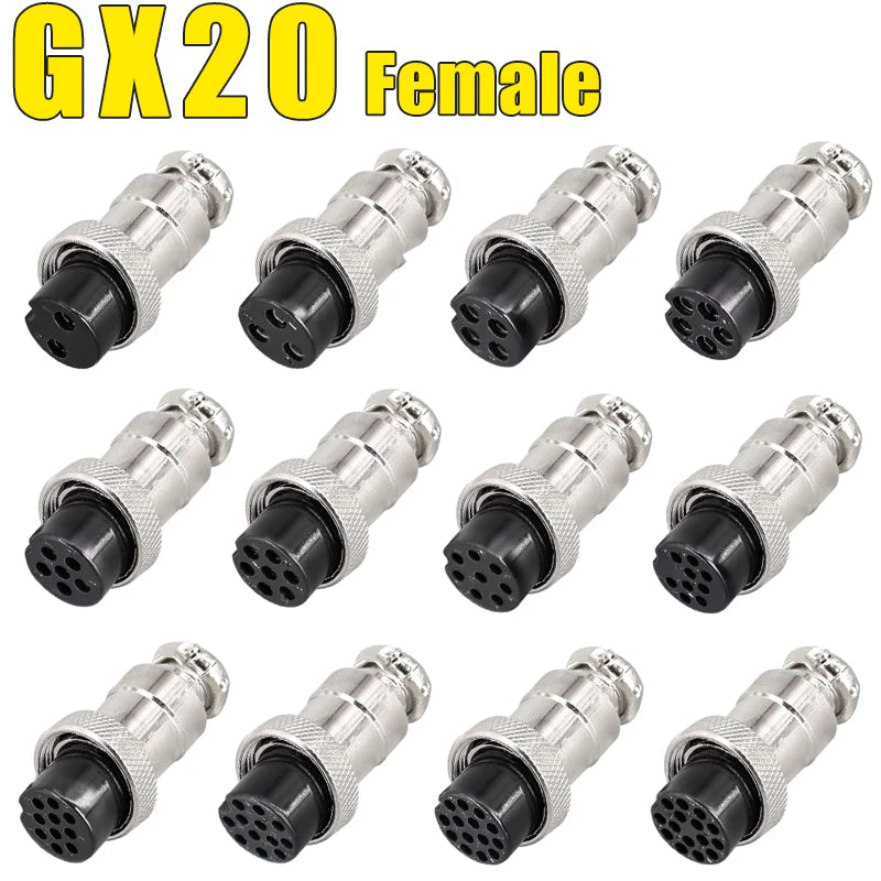 5pcs GX12 GX16 GX20 2 3 4 5 6 7 8 9 10Pin Male Female Butting Wire Cable Circular Aviation Socket Plug Panel Connector