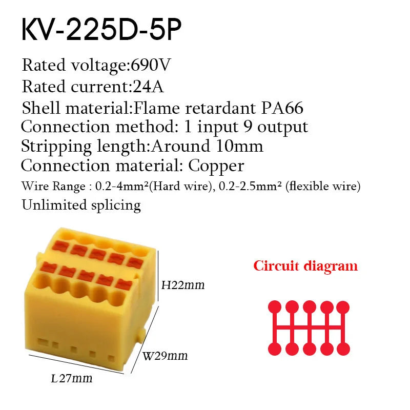 1Pc Wire Electrical Cable Connectors Plug-in Terminal Block PTFIX 2.5mm² Splitter Spliceable DIN-Rail Mounting Junction Box Tool