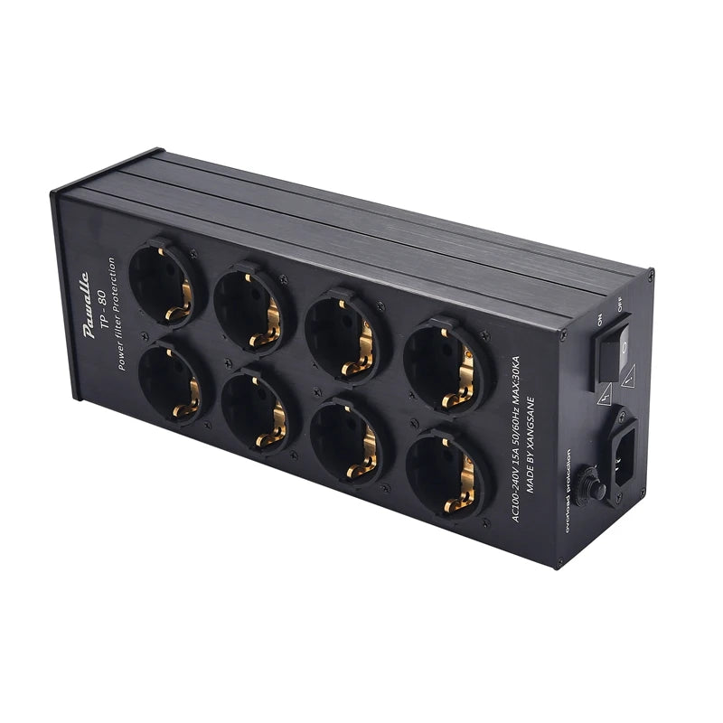 PWALLE TP80 front 2-way switch power filter socket with lightning protection and overload multifunctional display function