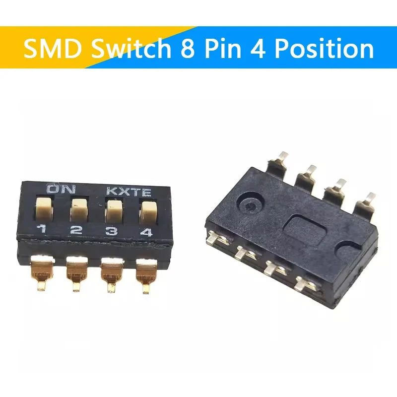 10pcs/lot Slide Type SMT SMD Dip Switch, 2.54mm Pitch 2 Row 4 Pin 2 Position / 8 pin 4 Position / 16 pin 8 Position