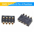 10pcs/lot Slide Type SMT SMD Dip Switch, 2.54mm Pitch 2 Row 4 Pin 2 Position / 8 pin 4 Position / 16 pin 8 Position