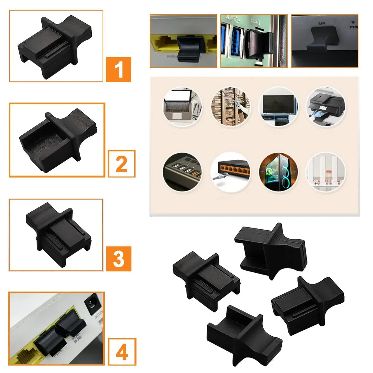 Ethernet Hub Port RJ45 Anti Dust Cover Cap Protector Plug RJ45 DustPlug For Laptop/ Computer/ Router RJ45 Connector Port Caps
