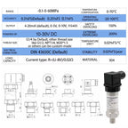 RS485  4-20mA 0-5V 0-10V Output -1-400Bar G1/4 Vacuum Pressure Transmitter Transducer Sensor Controller 0.5% FS High Precision
