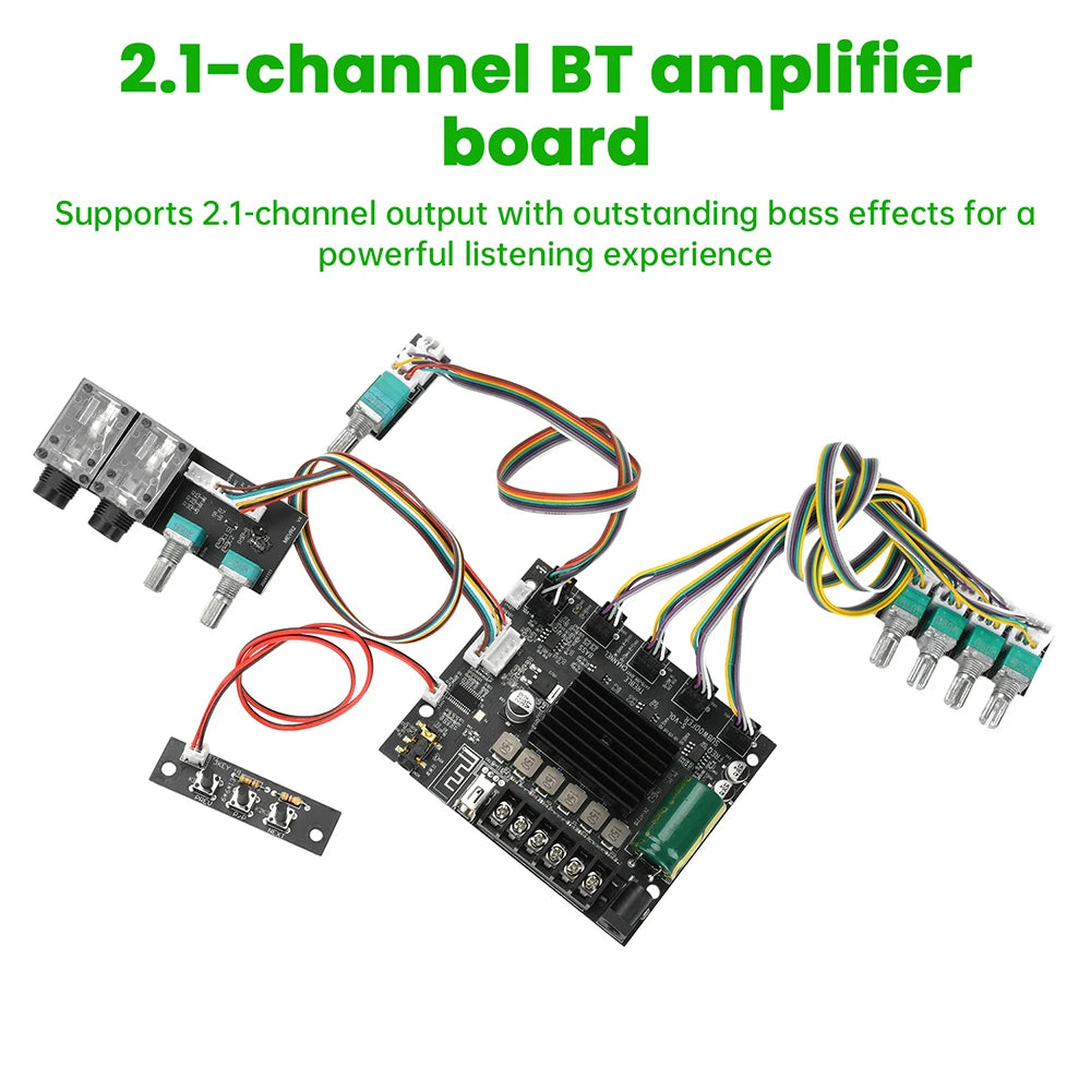 DC 12-24V MT21S Lead Version Ktv Microphone And Audio All-In-One Machine 2.1 Channel Bluetooth Amplifier Board 50W+50W+100W