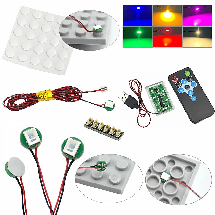 DIY 0.8mm Pin 1x1 1x2 1x4 Length 50cm SMD LED 2835  Remote Control Building Block Flash Lamp City Street Light Bricks