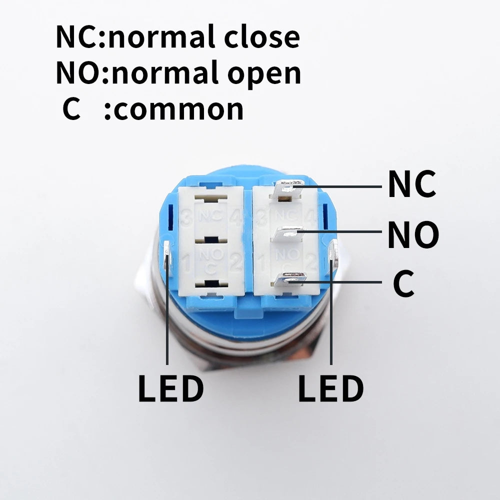 16/19/22mm Customized Metal Push Button Switch with Socket Start Stop For Car Boat Fog Black/Silver Waterproof LED Light 12V 24V