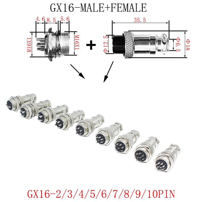 GX12/GX16/GX20 Female Connector 2/3/4/5/6/7/8/9/10/12/14/15Pin Wire Panel Connector Aviation Plug Circular Socket
