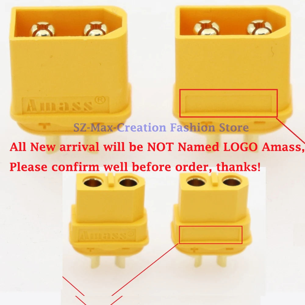 Original Amass XT90E-F Battery Connector XT90E Female Plug Gold-plated XT90 Mountable Connector Plug  Yellow Socket
