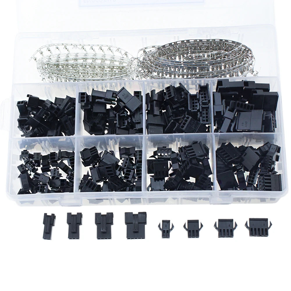 560Pcs Dupont Connector 2.54mm, Cable Jumper Wire Pin Header Housing, Male Female Pin Terminal Connector 2/3/4/5 Pin JST SM