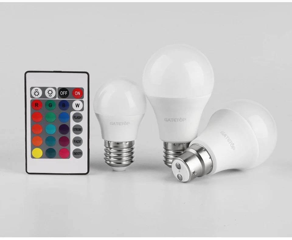 1-10PCS LED Intelligent RGBW Bulb GU10 E27 E14 24 Key Infrared Remote Control AC110V 230V 6W 10W Color Plus White Light Dimming