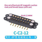 1/5 Set Waterproof DC Magnetic Pogo Pin Connector 2 3 4 5 6 7 8 9 Poles 2.54 MM Pogopin Male Female Contact Strip 90 Degree