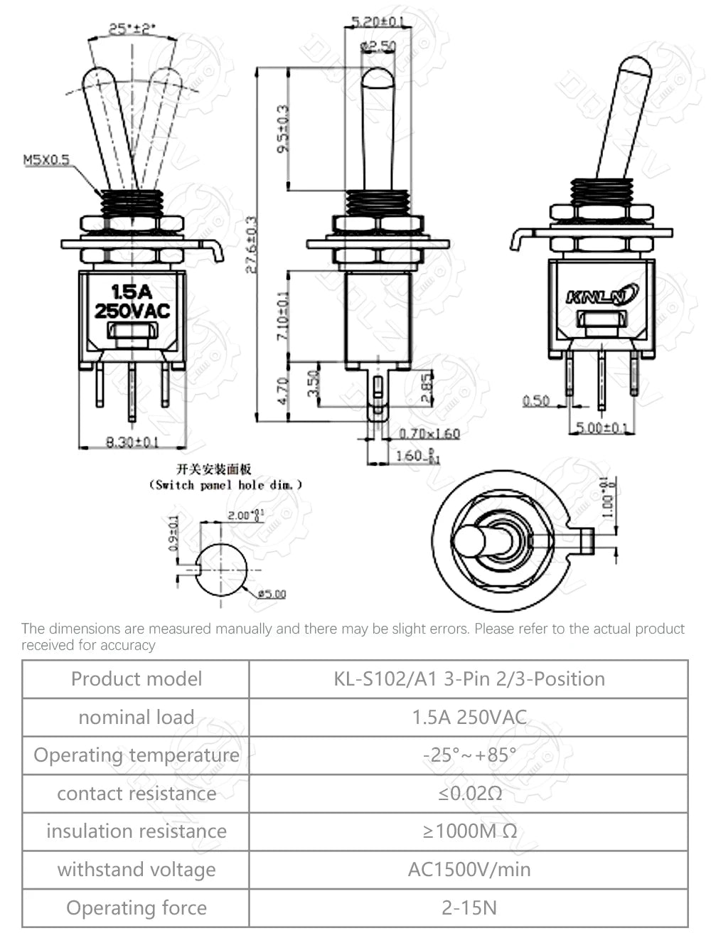 5MM Mini Toggle Switch SMTS-102 250V/1.5A SPDT 3/6 Pin On On 2/3 Position Red Color Stitch Pins SMTS-202 ﻿