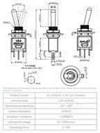 5MM Mini Toggle Switch SMTS-102 250V/1.5A SPDT 3/6 Pin On On 2/3 Position Red Color Stitch Pins SMTS-202 ﻿