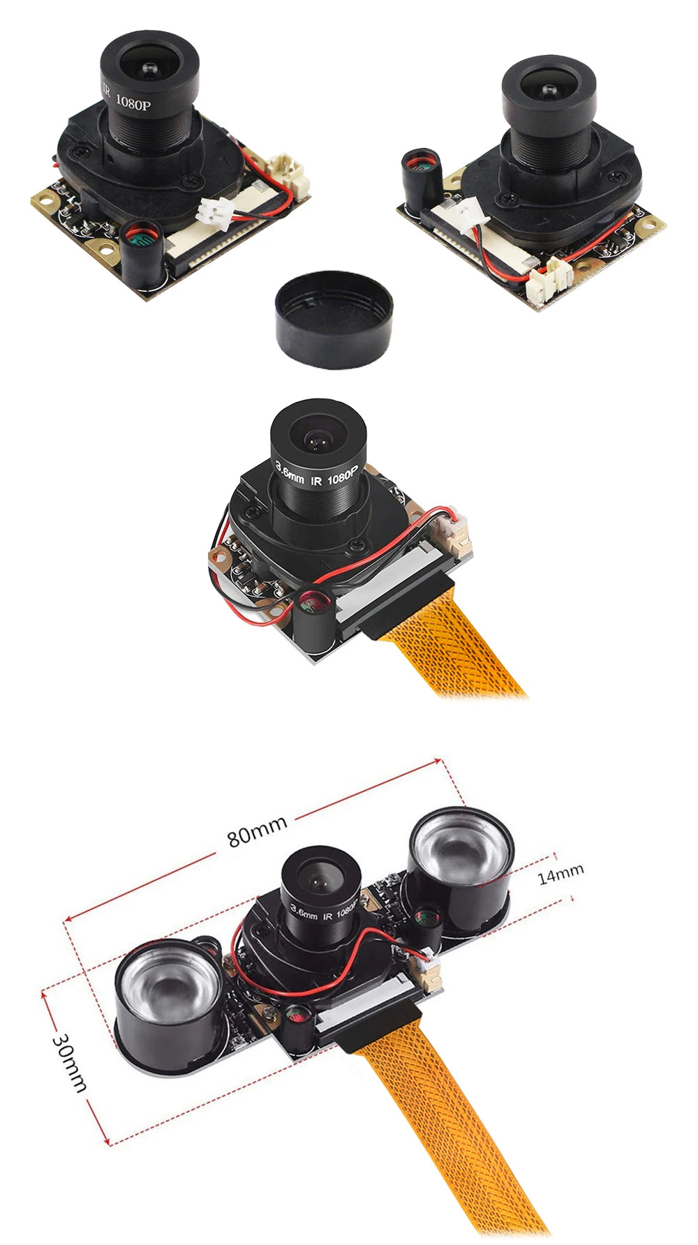 Raspberry Pi 5 Camera 5MP 1080P Optional Night Vision Wide Angle IR-CUT FF AF Cameras for RPI 5 Pi5 Zero